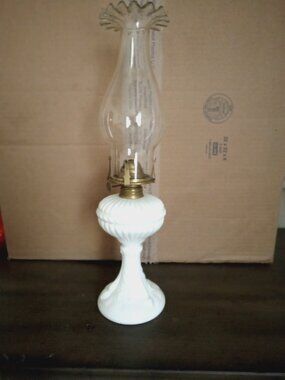 Antique 19th Century French Portieux Vallerysthal Opaline Milk Glass K-1 Lamp